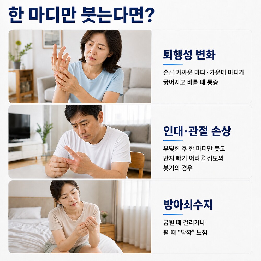 한 마디만 붓는다면 - 퇴행성 변화, 인대·관절 손상, 방아쇠수지