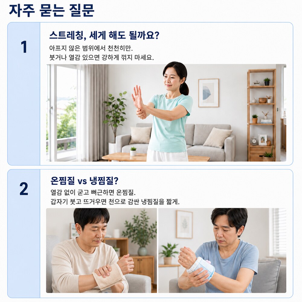 자주 묻는 질문 - 스트레칭 세게 해도 될까요, 온찜질과 냉찜질 중 무엇을