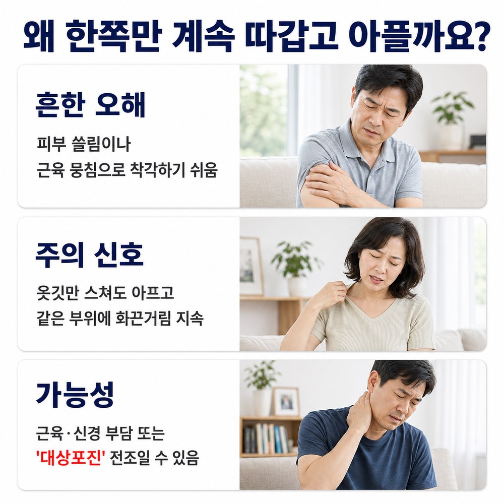 왜 한쪽만 계속 따갑고 아플까요 - 흔한 오해, 주의 신호, 가능성